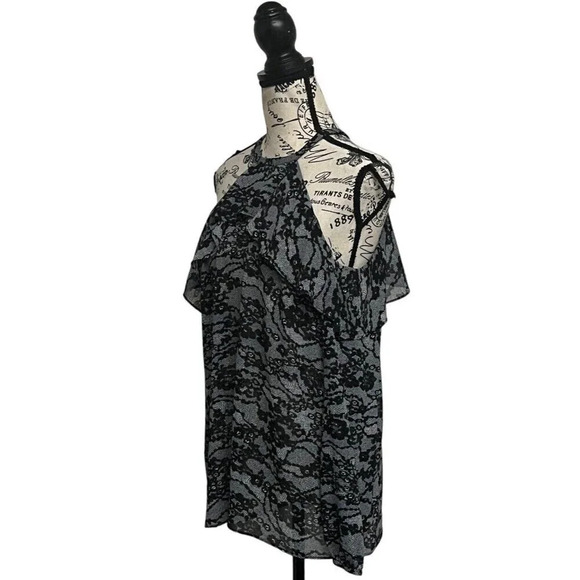 Michael Kors Women's Cold-Shoulder Halter Blouse Small Black/White) Classic - Picture 2 of 9